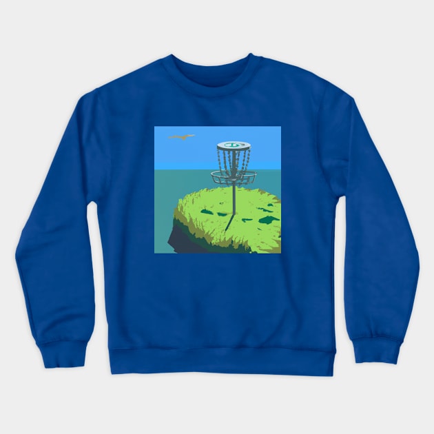 Disc Golf on a Remote Island Crewneck Sweatshirt by Star Scrunch